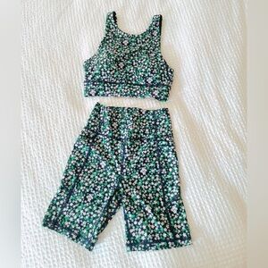 J. Crew Green Floral Crop Top